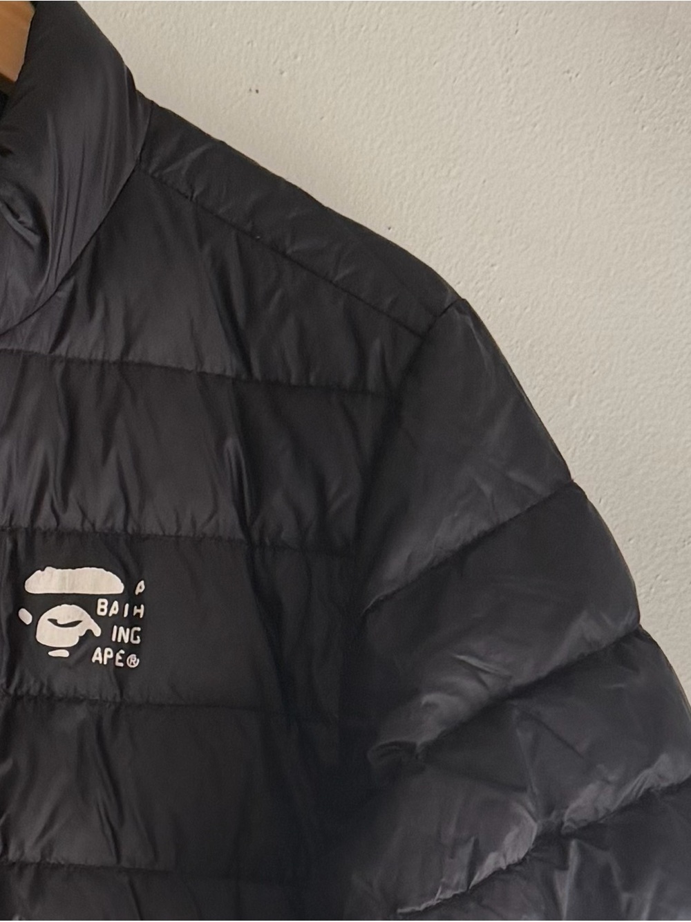 Bape HAPPY NEW YEAR Black Quilted Logo Puffer Jacket
